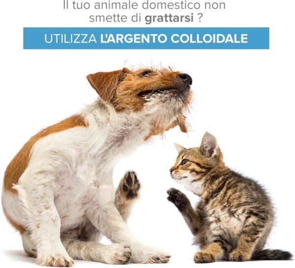 Argento Colloidale Spray 100% Naturale per Animali (Cani, Gatti) Tutto in 1 | Guarigione | Disinfettante | Rimedi Antipruriginosi (Dermatiti, Acari) per Pelle, Occhi, Orecchie, Naso.