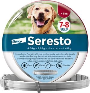 Elanco Seresto Collare Antiparassitario per Cani Oltre 8 kg, Elimina Pulci, Zecche, Pidocchi e Protegge dal Rischio di Trasmissione, Leishmaniosi Fino a 8 Mesi, 1 Pezzo