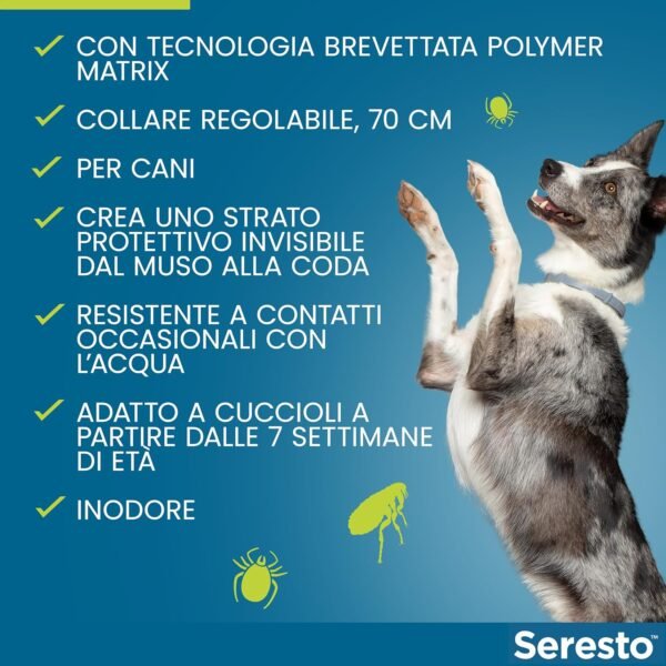 Elanco Seresto Collare Antiparassitario per Cani Oltre 8 kg, Elimina Pulci, Zecche, Pidocchi e Protegge dal Rischio di Trasmissione, Leishmaniosi Fino a 8 Mesi, 1 Pezzo
