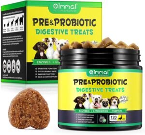 Probiotici per cani 120p, integratori probiotici per cani per la salute dell'intestino e supporto per le allergie stagionali - Allevia i problemi intestinali per tutti i cani