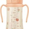 GROSMIMI Tazza con beccuccio a prova di fuoriuscite con cannuccia Stage 2 per i più piccoli, personalizzabile, PPSU, senza BPA, 10 once (fiore di pesco)