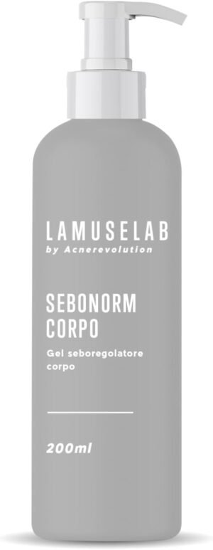 LAMUSELAB Sebonorm Body Gel Corpo Seboregolatore, Sebonormalizzante Protegge e Idrata la Pelle, Regola e Riequilibra la Secrezione di Sebo, 200 ml