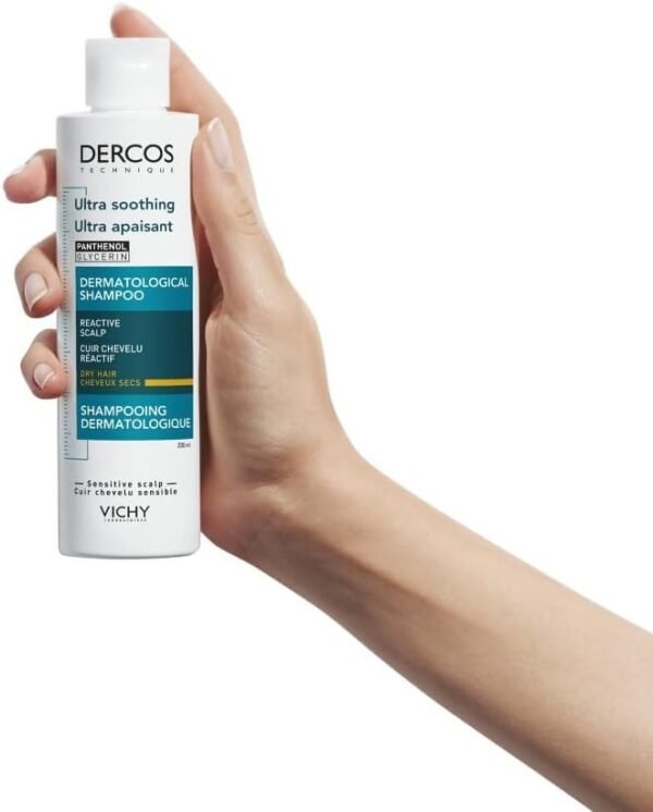 Vichy Dercos Shampoo Ultra Lenitivo per Pelli Sensibili e Capelli Secchi, Azione Lenitiva, Prurito del Cuoio Capelluto e Attenuazione degli Arrossamenti con Glicerina e Pantenolo, 200 ml