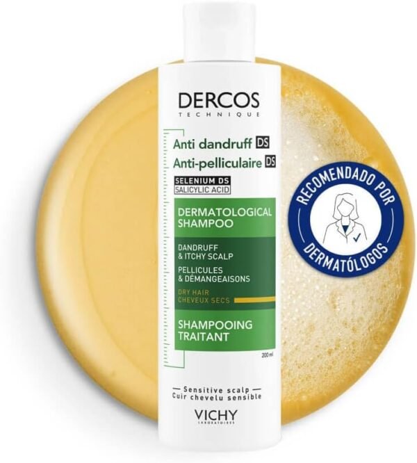 Vichy Dercos Shampoo Antiforfora DS Per Capelli Secchi, Azione Riequilibrante, Effetto Anti-Ricomparsa, Arricchito con Disolfuro di Selenio e Acido Salicilico, 200 ml