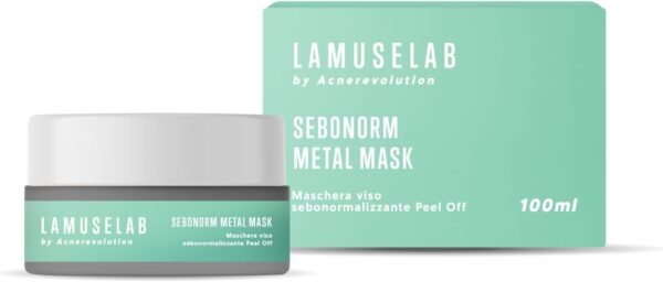 LaMuseLab LAMUSELAB Metal Mask Peel Off Maschera Seboregolatrice Purificante per Pelli Miste o Grasse Elimina Brufoli e Punti Neri, Riequilibra il PH del Viso 100ml