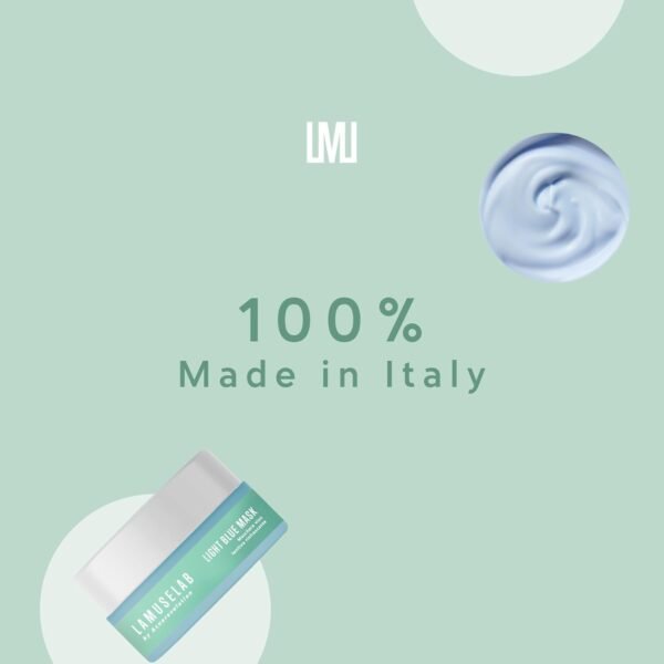 LAMUSELAB Maschera Azzurra Rinfrescante, Idratante e Lenitiva con Effetto Antinfiammatorio, Regola la Produzione di Sebo, 100 ml
