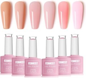 FZANEST Set smalto per unghie gel, kit smalto per unghie gel UV LED a 6 colori per manicure pedicure salone di bellezza fai da te casa