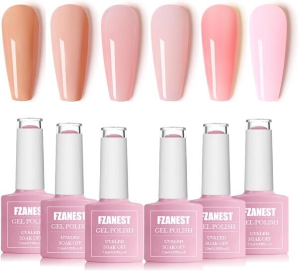 FZANEST Set smalto per unghie gel, kit smalto per unghie gel UV LED a 6 colori per manicure pedicure salone di bellezza fai da te casa