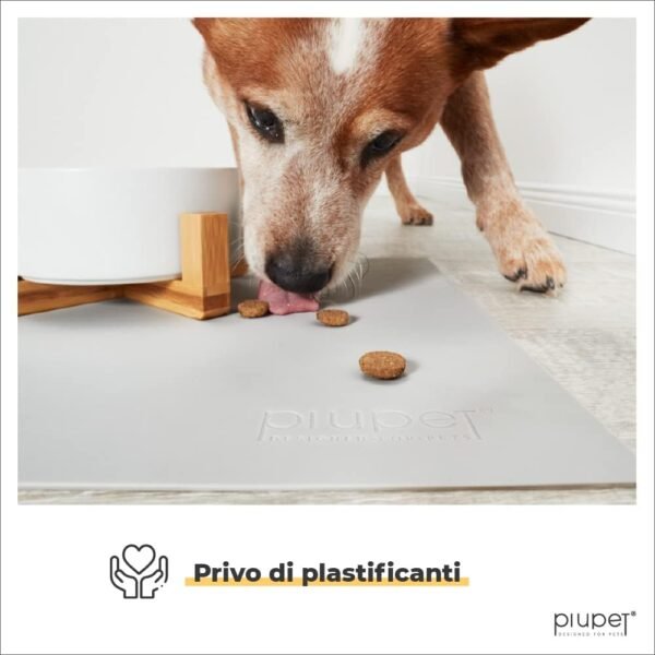 PiuPet® Tappetino Ciotola per Cani e Gatti I 60 x 40 cm I Tappetini Idrorepellenti I Tappetino Antiscivolo in Silicone Facile da Pulire | Tappetino per ciotola per cani | Accessori per gatti