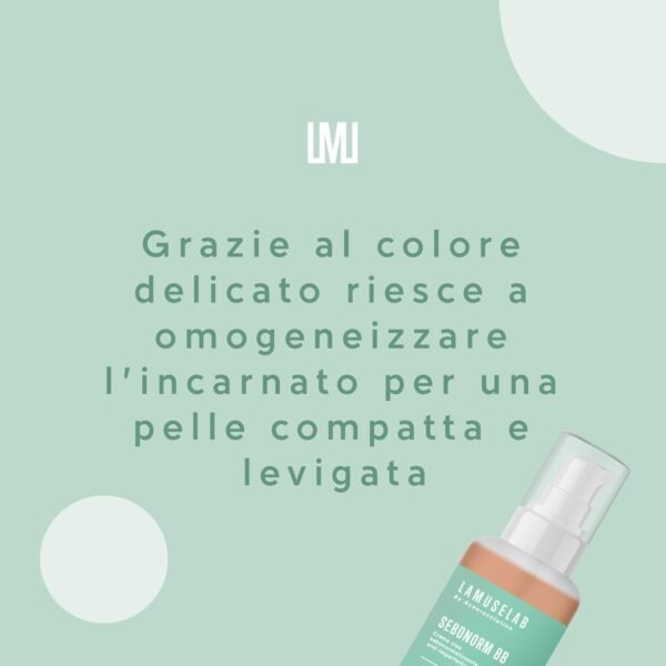 LaMuseLab Lamuselab Sebonorm BB Crema Viso Seboregolatrice Anti Imperfezioni Colorata, Protettiva e Idratante, Colorata 50 ml