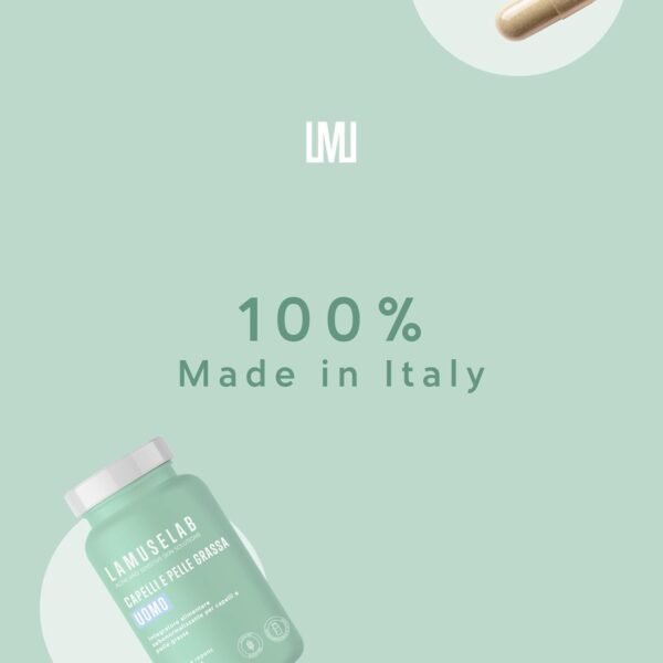 LAMUSELAB Sebonorm Integratore Capelli Uomo con Estratti Vegetali Vitamine e Minerali, per il Benessere dei Capelli, Antiossidante per la Cura della Pelle, Senza Glutine, 90 Capsule