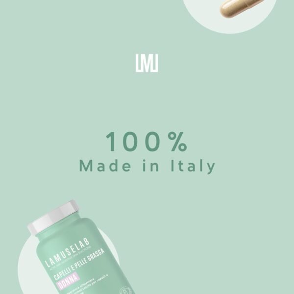 LAMUSELAB Sebonorm Integratore Capelli Donna con Estratti Vegetali Vitamine e Minerali, per il Benessere dei Capelli, Antiossidante per la Cura della Pelle, Senza Glutine, 90 Capsule