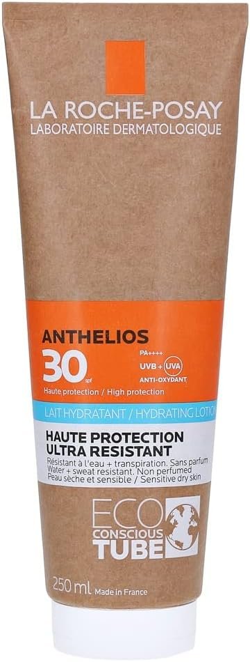 La Roche-Posay Anthelios SPF30 Latte Idratante per Pelli Sensibili, Protezione Solare Alta e Resistente, Tecnologia Netlock, con Tubo Sostenibile, 100 ml