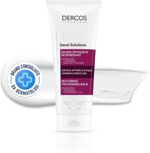 Vichy Dercos Balsamo Rigenerante Spessore, per Capelli Fini e Deboli, Azione Rigenerante, Capelli Voluminosi e Luminosi, con Ceramidi, Ramnosio e Vitamina E, Densi-Solutions, 200 ml