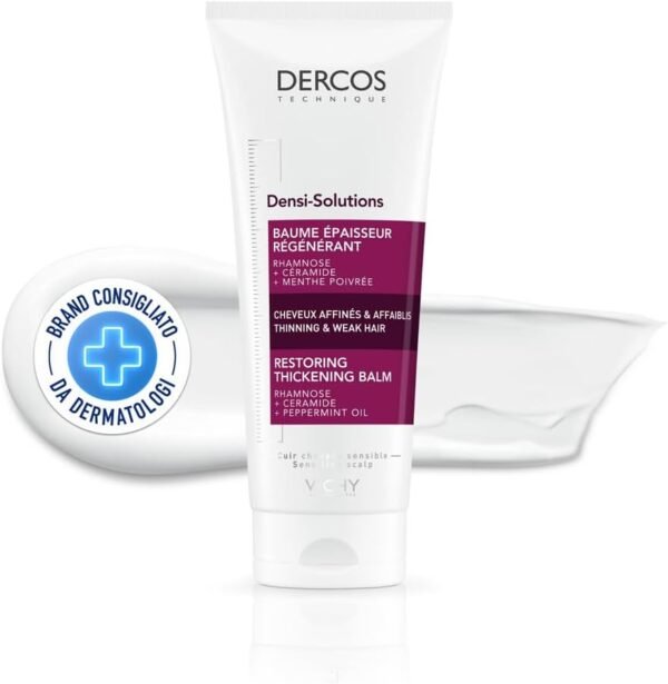Vichy Dercos Balsamo Rigenerante Spessore, per Capelli Fini e Deboli, Azione Rigenerante, Capelli Voluminosi e Luminosi, con Ceramidi, Ramnosio e Vitamina E, Densi-Solutions, 200 ml