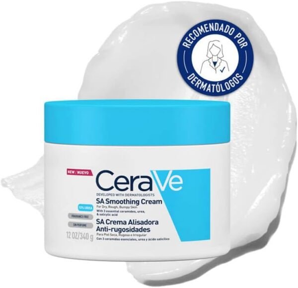 CeraVe SA Urea Crema idratante levigante per pelli secche, ruvide e irregolari, nutre e leviga, con 3 ceramidi essenziali e ialurone 340 g