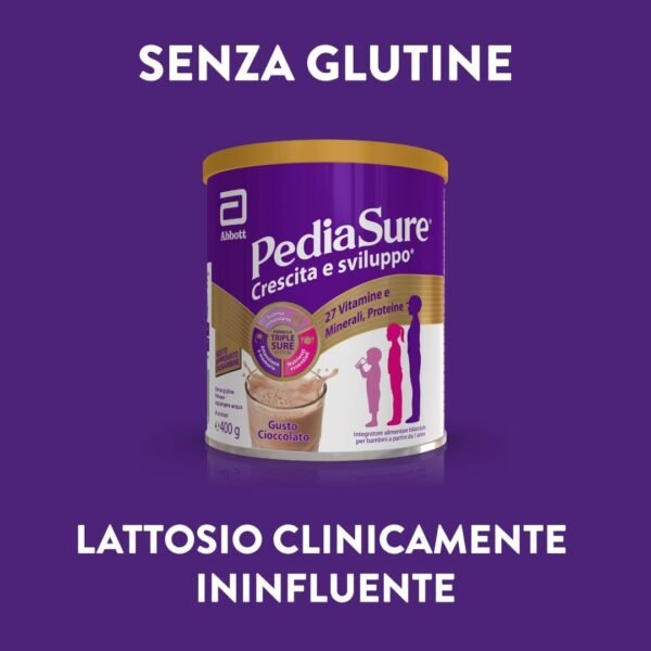 51KnCaV1eWL._AC_SL1080_.jpg PEDIASURE Crescita e Sviluppo - Integratore Alimentare per Bambini da 1 Anno in Poi, Multivitaminico con 27 Vitamine e Minerali e Proteine, Confezione da 400 g, Gusto Cioccolato