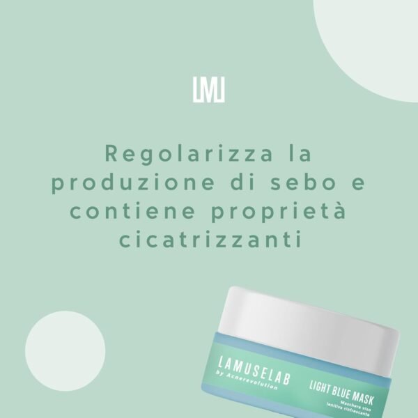 LAMUSELAB Maschera Azzurra Rinfrescante, Idratante e Lenitiva con Effetto Antinfiammatorio, Regola la Produzione di Sebo, 100 ml
