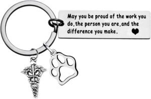 Nimteve Veterinario Infermiera Assistente Regali Veterinari Portachiavi di Apprezzamento per Dottore Veterinario Veterinario Portachiavi Veterinario Portachiavi Veterinario Regalo di Apprezzamento Tecnico, Argento, Taglia Unica