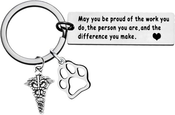 Nimteve Veterinario Infermiera Assistente Regali Veterinari Portachiavi di Apprezzamento per Dottore Veterinario Veterinario Portachiavi Veterinario Portachiavi Veterinario Regalo di Apprezzamento Tecnico, Argento, Taglia Unica
