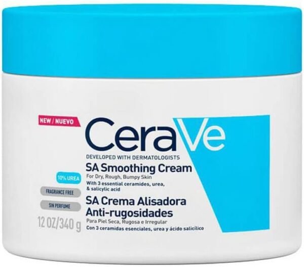 CeraVe SA Urea Crema idratante levigante per pelli secche, ruvide e irregolari, nutre e leviga, con 3 ceramidi essenziali e ialurone 340 g
