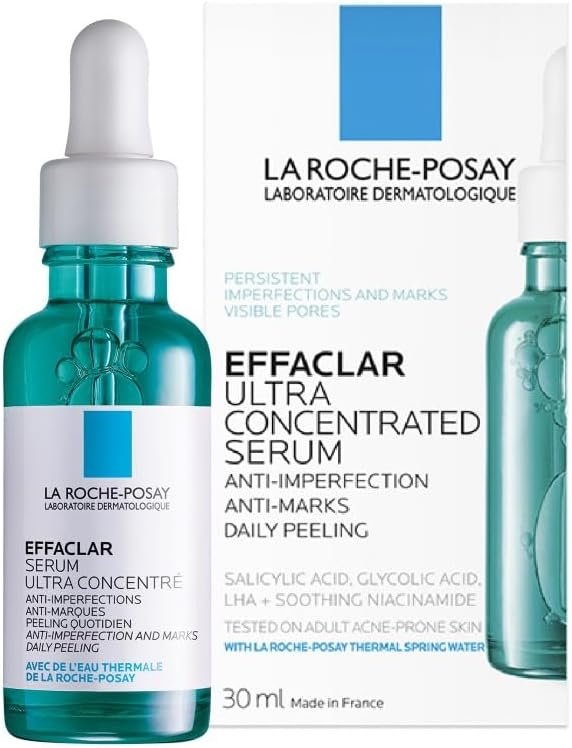 La Roche Posay Effaclar Siero Peeling Ultra Concentrato per Pelli a Tendenza Acneica, Azione Anti-Imperfezioni, Pelle Levigata, Acido Glicolico, Acido Salicilico e LHA, 30 ml