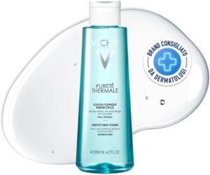 Vichy Pureté Thermal, Tonico Perfezionatore, per Pelli Sensibili, Pori Ridotti e Pelle Detersa e Rinfrescata, con Vitamina E, Glicerina e Acqua Termale Vichy, 200 ml