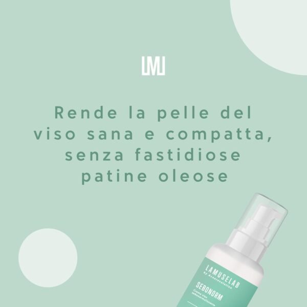 LAMUSELAB Sebonorm Crema Viso Sebonormalizzante, Protegge e Idrata la Pelle, Regola e Riequilibra la Secrezione Sebacea, 50 ml