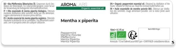 61GRNSGb7L._AC_SL1500_.jpg Menta piperita biologica (Mentha x Piperita) – 10 ml – Olio essenziale chemiotipizzato e certificato AB – Digestione – Aroma Labs – Prodotto in Francia