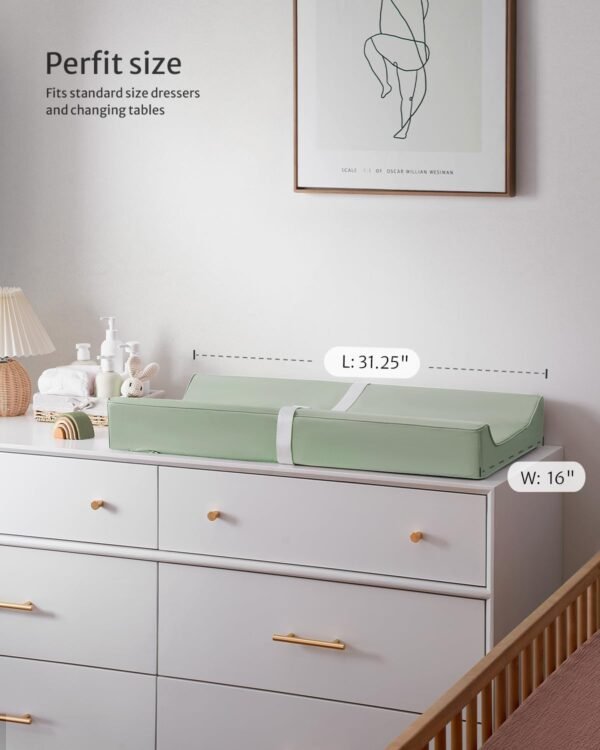 Blissful Diary Fasciatoio in pelle vegana, con copertura in poliuretano impermeabile e lavabile, dimensioni standard, accogliente, per cassettiere/tavoli, verde chiaro