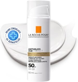 La Roche Posay Age Correct, Crema Protettiva Antietà, Azione Anti-UVA e UVB, Pelle Ringiovanita e Uniformata, con Acido Ialuronico, Niacinamide e Fe-Resorcinolo, 50 ml