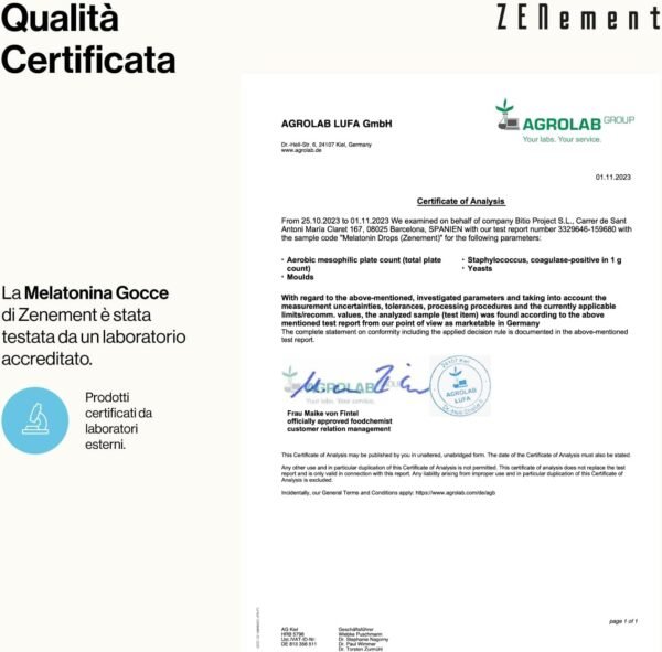 Melatonina Pura Junior Melatonina Gocce Integratore Alimentare | Favorisce il sonno e combatte il jet lag | Gusto Vaniglia | Bambini e adulti | 50ml| Zenement