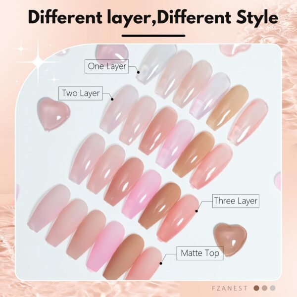 FZANEST Set smalto per unghie gel, kit smalto per unghie gel UV LED a 6 colori per manicure pedicure salone di bellezza fai da te casa