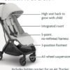 UPPAbaby Minu V3 - Passeggino da viaggio, leggero e compatto, pieghevole con una sola mano, sin dalla nascita e compatibile con l'overhead, Savannah (grigio perlato/struttura in carbonio/pelle