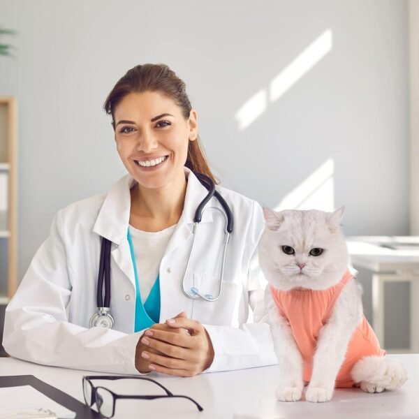 Avont Tuta per Recupero Gatti, Body per Gatti Sterilizzazione Post Chirurgica, Tuta per Recupero Gatti, Tuta per Gatti per Prevenire la Leccatura della Ferita Addominale Dopo l'Intervento Chirurgico - Corallo(M)