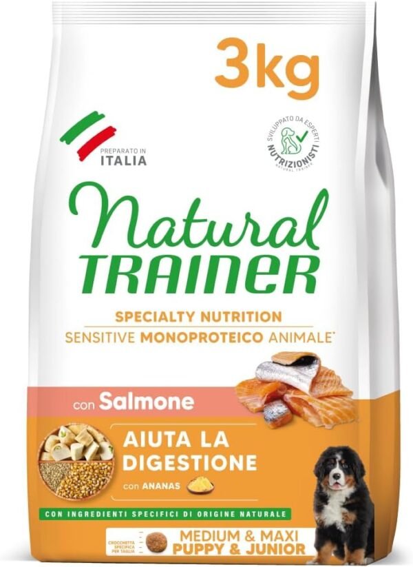 61CES-1IiBL._AC_SL1001_.jpg Natural Trainer Sensitive No Gluten Puppy&Junior Alimento per Cani con Salmone – 3 kg
