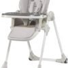 Kinderkraft YUMMY Seggiolone Seggiolone ergonomico confortevole reclinabile pieghevole con poggiapiedi regolabile in altezza Doppio vassoio staccabile per bambini da 6 mesi a 3 anni Grigio