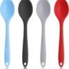 4 cucchiai in silicone, cucchiai in silicone colorati, cucchiai da cucina antiaderenti, piccoli cucchiai da cucina, cucchiai da portata, cucchiai da forno, strumenti per mescolare e mescolare (blu,