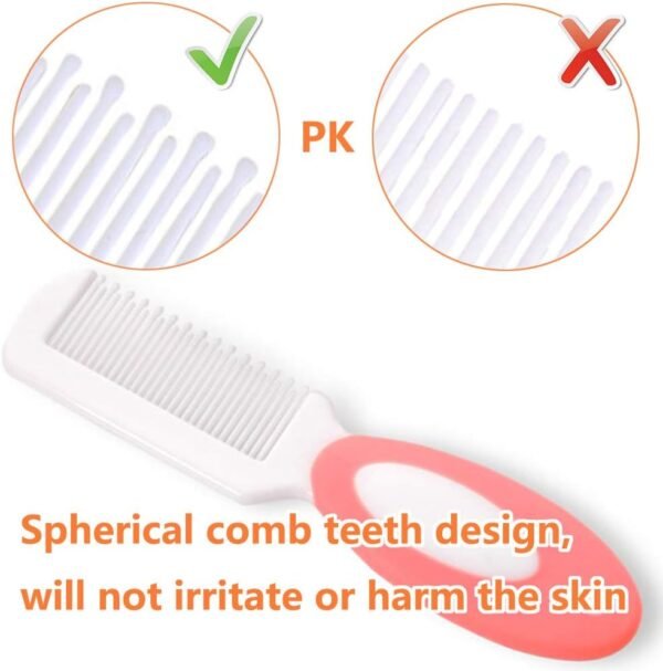 Spazzola per capelli per bambini, spazzola per lettino, pettine per capelli, spazzola e pettine per capelli, ideale per cuffia da culla, regalo perfetto per la lista dei bambini (rosa)