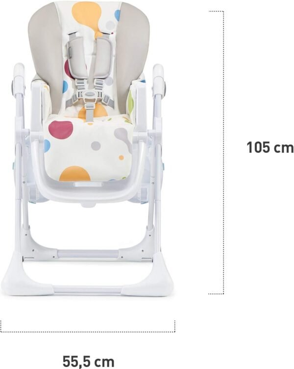 Kinderkraft YUMMY Seggiolone Seggiolone ergonomico confortevole reclinabile pieghevole con poggiapiedi regolabile in altezza Doppio vassoio staccabile per bambini da 6 mesi a 3 anni Grigio