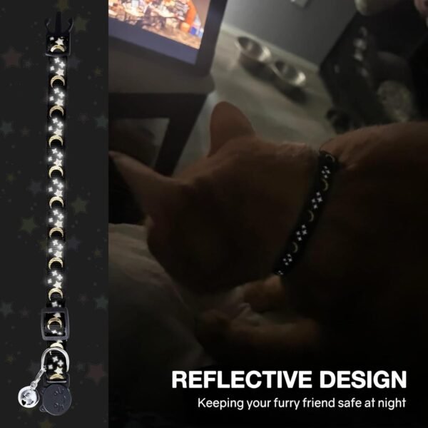 Collare per gatti riflettente, collari per gatti anti-soffocamento con campanelli, regolabile 21-35 cm, sicuro, nylon, accessori per animali domestici