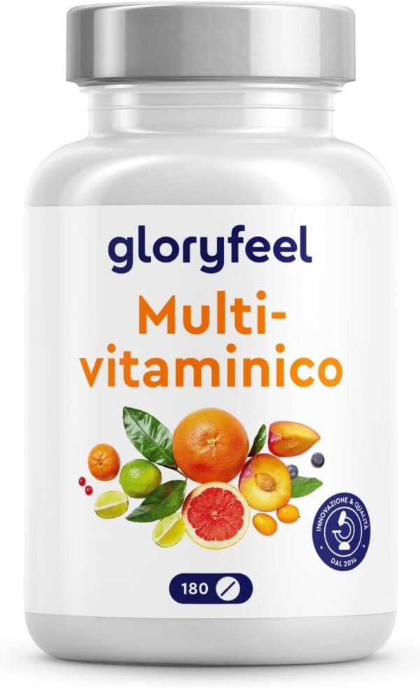 Integratore Multivitaminico Completo, 180 Compresse per 6 Mesi di Scorta, Vitamine A, B, C, D3, E e Minerali Essenziali, Calcio, Zinco e Selenio, Senza Additivi, Qualità Testata