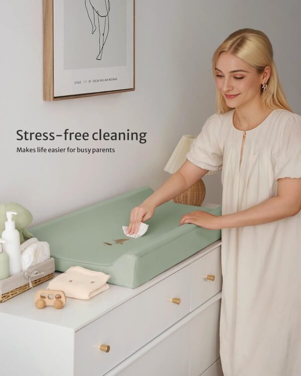 Blissful Diary Fasciatoio in pelle vegana, con copertura in poliuretano impermeabile e lavabile, dimensioni standard, accogliente, per cassettiere/tavoli, verde chiaro