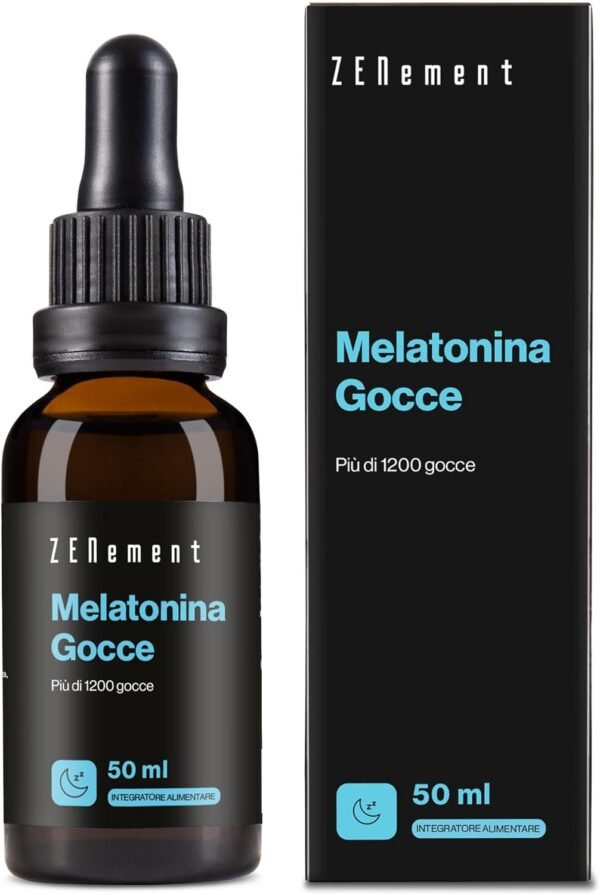 Melatonina Pura Junior Melatonina Gocce Integratore Alimentare | Favorisce il sonno e combatte il jet lag | Gusto Vaniglia | Bambini e adulti | 50ml| Zenement