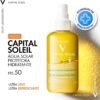 Vichy Capital Soleil SPF20 Acqua Solare Protettiva Idratante Idratante Idratante Pelle Protegge e ricostituisce la pelle, Texture acquosa con acido ialuronico multimolecolare, vitamina E, vulcanico