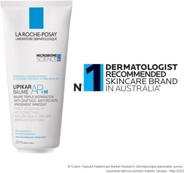 Trattamento corpo La Roche-Posay, Adatto per pelli atopiche, Riparatore, Risultato ultra-idratante, Formula con Aqua Posae Filiformis, Burro di Karitè, Niacinamide, Lipikar Baume AP+M, 200 ml
