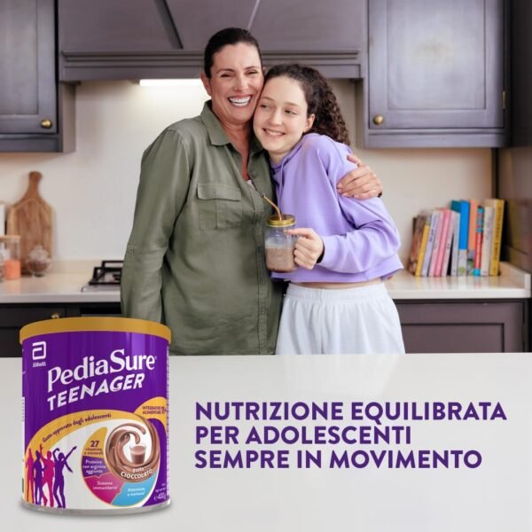 61Xih9NGOKL._AC_SL1080_.jpg PediaSure Teenager Integratore Multivitaminico per Adolescenti con Vitamine Minerali Proteine per Difese Immunitarie, Sviluppo Osseo, Attenzione e Memoria, Benessere della Pelle, 400g, Cioccolato