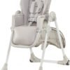 Kinderkraft YUMMY Seggiolone Seggiolone ergonomico confortevole reclinabile pieghevole con poggiapiedi regolabile in altezza Doppio vassoio staccabile per bambini da 6 mesi a 3 anni Grigio