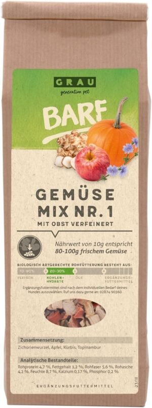 GRAU L'original, Miscela di Frutta e Verdura Secca per Alimenti Naturali Integrati (BARF) "Composto N. 1" Integratore Alimentare per Cani, 1 x 150g