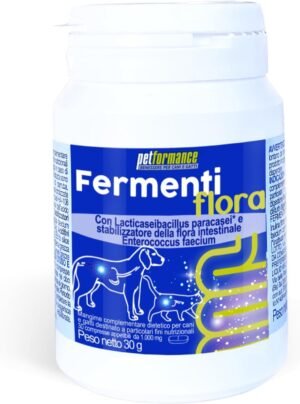 Petformance Fermentiflora – Probiotico, Prebiotico e Postbiotico per Cani e Gatti – Fermenti Lattici con Funzione Digestiva per la Flora Intestinale – 30 Compresse Appetibili